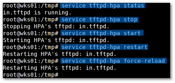 图 02：启动/停止/重新启动 tftpd 服务器命令